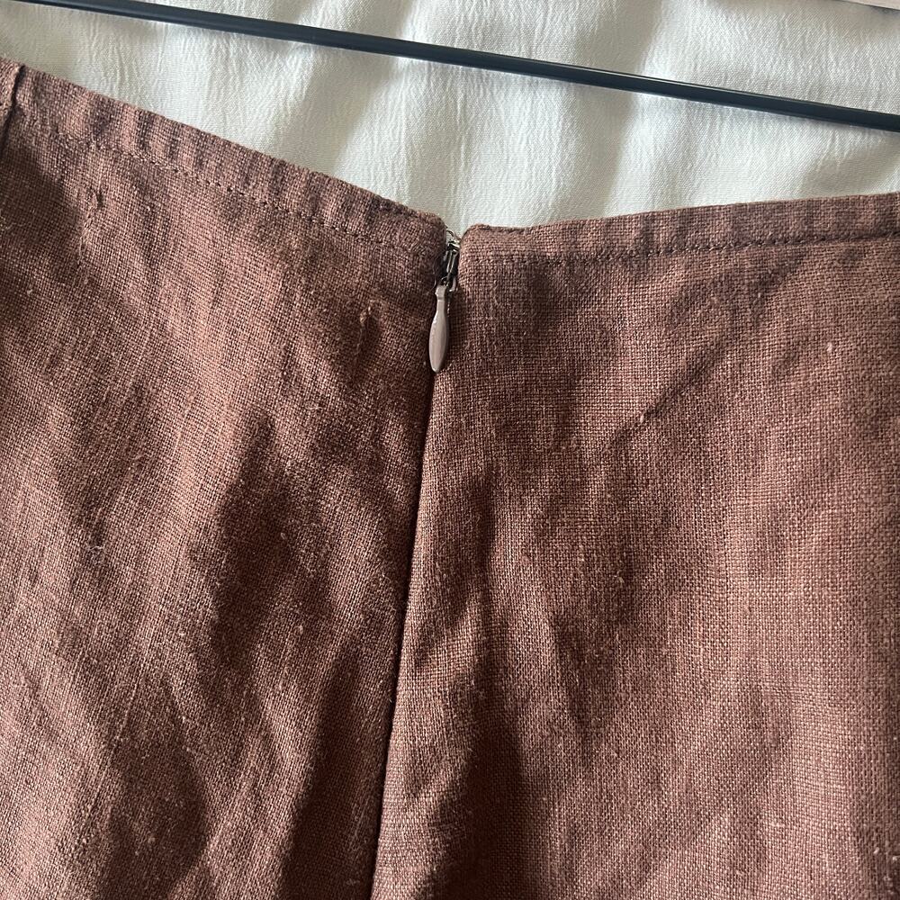 NWT Faithfull the Brand Ottavio Chocolate Brown Linen Wide Leg Pants Size 4 - Picture 7 of 10